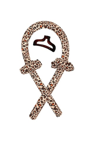 Croc 1290 Leopar Desenli Isısız Saç Şekillendirme Seti Saten Gece Bigudisi Saç Sosisi Çok Renkli