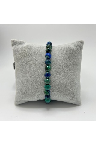 Sertifikalı Azurit Malakit 6mm Doğal Taş Bileklik Lacivert