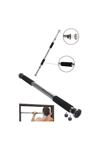Çift Süngerli Ayarlanabilir Barfiks Demiri 60 - 100 CM Gri