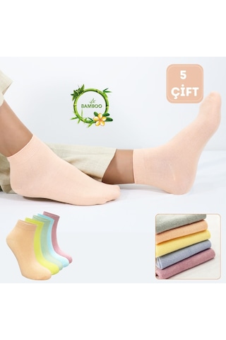 Kral Socks Kadın Bambu Patik 5 Adet Dikişsiz Görünmez Parfümlü Çorap Asorti