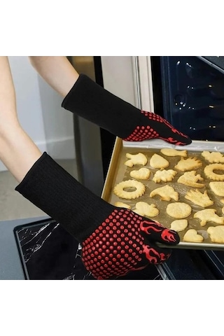 Ulzyvf Mavi 2 Adet Barbekü Mikrodalga Fırın Eldivenleri 800 Derece Isıya Dayanıklı Eldiven Kaymaz Yanmaz Pişirme Fırını Eld Mavi