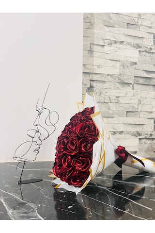 30'lu Gül Buketi Çiçek Ve Dekor Setimiz Bordo