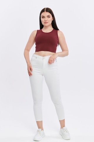 Bella Dossi Rahat Kaşkorse Kolsuz Sıfır Yaka Kadın Crop Top Bordo
