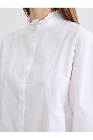Lcw Studıo Beyaz Hakim Yaka Poplin Oversize Kadın Gömlek Tunik