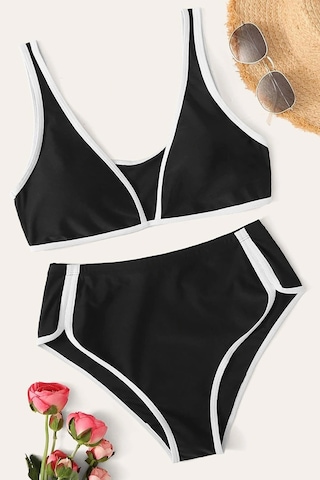 Kadın Siyah Pedli Yüksel Bel Sütyen Külot Takımı Siyah