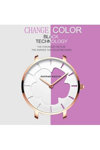 Novahub Mor Değişen Çiçekler Kadın Kol Saati - Basit Moda Pembe Örgü Kemer, Japon Hareketli Su Geçirmez Kuvars Saat Çok Renkli