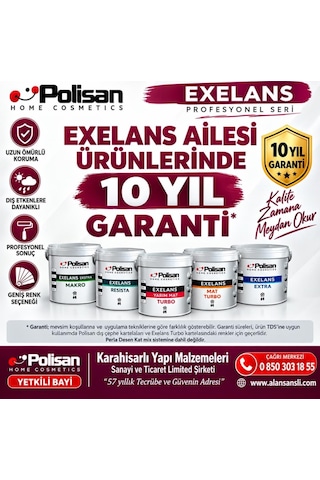 Polisan Exelans Extra Düz Silikonlu Dış Cephe Boyası 15 Lt Köpük Beyazı