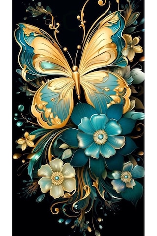 Mavi Kelebek Kanvas Tablo Ev Salon Oda Mutfak Duvar Oda Hediyelik Dekarasyon Süsü Ölçü Seçiniz