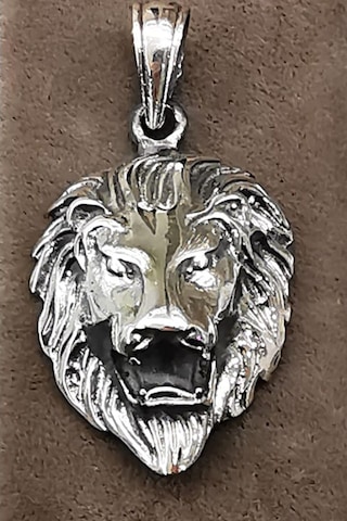 Omar Silver Unisex Aslan Kafası Figürlü Kolye Ucu Oksitli Gümüş O (513868011)