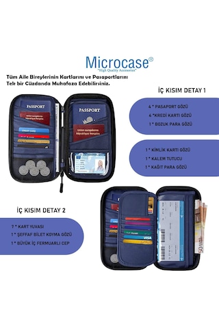 Microcase Unisex Su Geçirmez Çok Amaçlı Seyehat Pasaport Çok Gözlü Organizer Çanta Al4863 Siyah