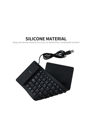 Yunboo 84 Tuşlu Usb Kablolu Su Geçirmez Katlanabilir Silikon Klavye - İspanyolca Siyah