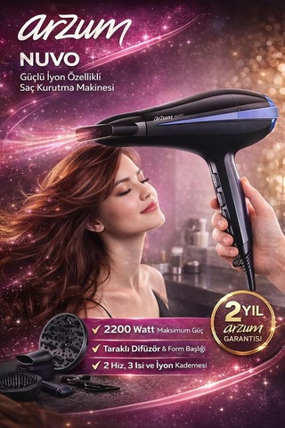 Nuvo Ar5094 Saç Kurutma Makinesi Siyah Siyah