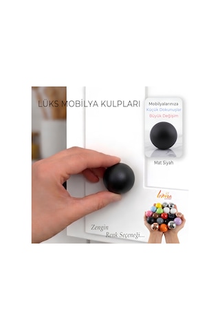 Sert Plastik Düğme Yuvarlak Top Mat Siyah Dolap Mobilya Mutfak Dolabı Çekmece Kulbu Kulpu Kulplar