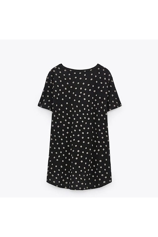 Escbutik Kadın Oversize Geniş Kalıp Puantiyeli Tişört T-shirt SIYAH