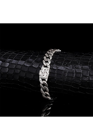 925 Ayar Gümüş Desen Motifli Erkek Bileklik Eb128