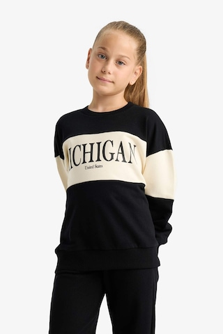 Defacto Kız Çocuk 2li Takım Baskılı Sweatshirt Eşofman Altı E6418a825aubk81 Siyah