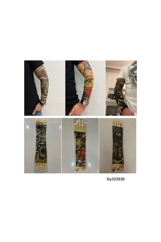 Giyilebilir Dövme 3 Çift 6 Adet Kol Çorap Dövmesi Sleeve Tattoo Set7