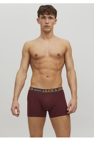 Jack & Jones Erkek 3'lü Düz Renk Boxer Paketi 12113943 Burgundy Bordo
