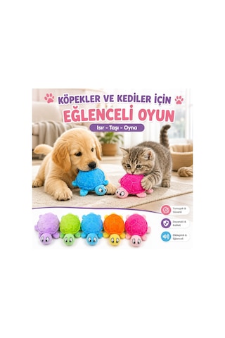 Peluş Köpek Oyuncağı Deniz Kaplumbağası - Hışırtılı Çıtırtılı Sesli Yumuşak Evcil Hayvan Oyuncağı - Kedi Yavru Köpek Küçük Irklar İçin İnteraktif Oyun Arkadaşı Stoğa Göre Renk Gönderilir