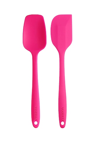 2li Fuşya Silikon Kaşık Spatula Yanmaz Yapışmaz Çizmez 27cm