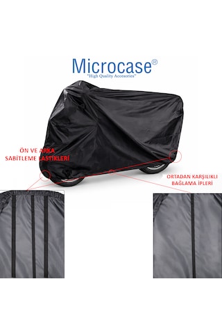 Microcase Universal Su Geçirmez Motosiklet Scooter Brandası Örtüsü Lastikli Taşıma Çantalı 200x75x115 Cm Al5494