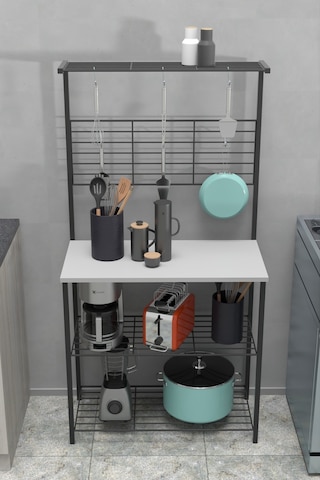 Retodesign Beyaz Mutfak Bangosu .mutfak Masasi. Mutfak Rafi 1870