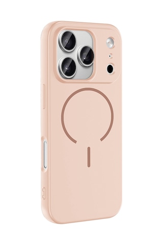 Apple iPhone Uyumlu 17 Pro Kılıf M-safe Şarj Özellikli Meta Kılıf Rose Pembe