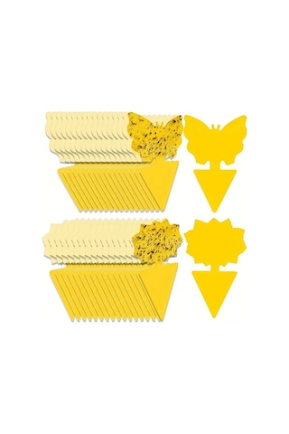 Tenfowee Gökyüzü Sarısı Bitki Haşere Tuzağı - Çift Yönlü Yaprak Desenli, Uv Dayanıklı, Su Geçirmez, Ev Ve Bahçe İçin 36 Adet Güneş Çiçeği + Kelebek