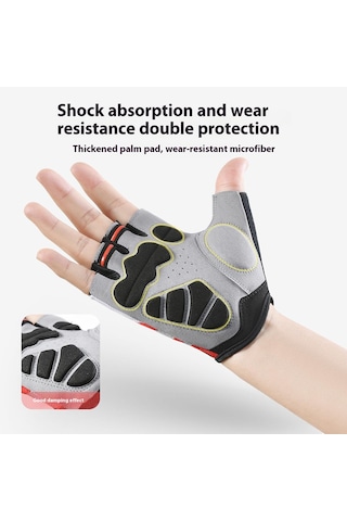 Vılıco A0066v 1 Çift Bisiklet Spor Balıkçılık Eldiven Şok Emici Kaymaz Yarım Parmak Eldiven