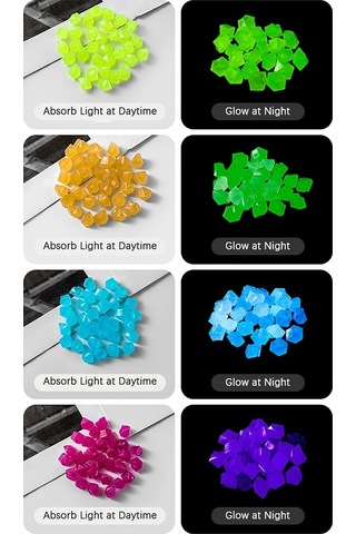 Trendooze Parlak Yeşil Aydınlatmalı Akvaryum Taşları 100 Adet Dekoratif Taş Seti