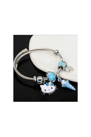 Lunarie Mavi Hello Kitty Ve Dondurmalı Dolu Charm Kelepçe Çok renkli