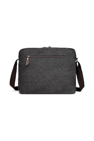 Hüvendo Cactive Kanvas Su Geçirmez Kumaş Uzun Askılı Laptop Bölmeli Unisex Postacı Çantası Siyah Siyah