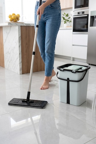 Tablet Mop Seti 12 Litre Maxi Temiz Kirli Su Bölmeli Kendinden Sıkmalı Mikrofiber Paspas