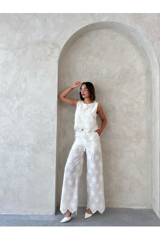 Verymoda D 2913 Nakışlı Pantolon D2913 Taş