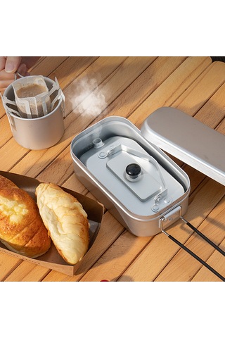 Teltree Kamp Alüminyum Çay/kahve Su Kaynatma Çekiçesi - Taşınabilir Katlanabilir Kollü 200ml Piknik Çadır Turizm Gümüş