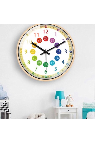 Çocuk Odası İçin Renkli, Pille Çalışan, Sessiz Dekorasyonlu Çocuk Duvar Saati B Diğer
