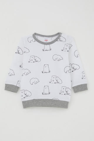 Breeze Erkek Bebek Pijama Takımı Omuzdan Patlı Sevimli Kutup Ayıcığı Desenli 4 Ay-1 Yaş, Beyaz
