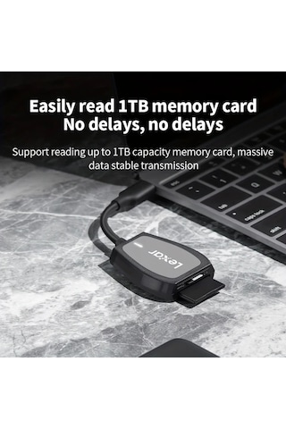 Elmpaly Lexar  Micro Usb 3.2 Type C Sd Micro Sd Tf Otg Kart Okuyucu Siyah