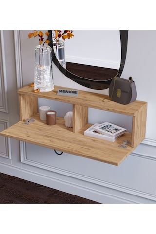 80 Cm Duvara Monte Ahşap Makyaj Masası Organizatör Modern Dresuar Ahşap