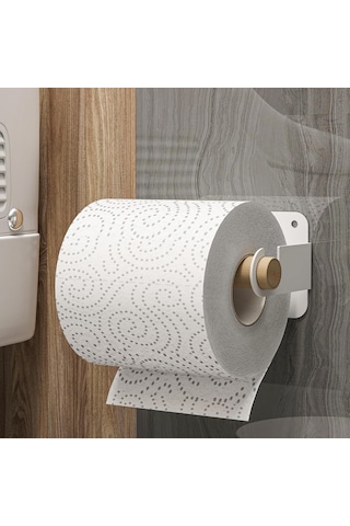 Ahşap Metal Tuvalet Kağıtlığı, Tuvalet Kağıdı Tutacağı, Yapışkanlı Tuvalet Kağıtlığı, Doğal Ahşap Bar Tutucu Tuvalet Kağıdı Standı, Minimal Tuvalet Wc Kağıtlık Beyaz Siyah
