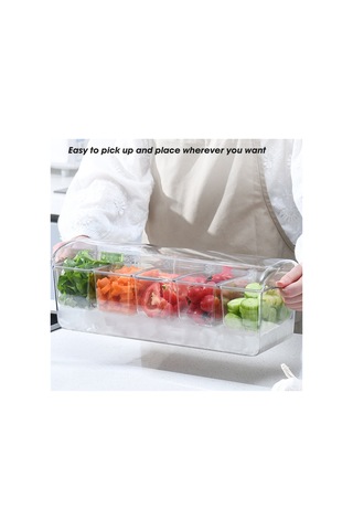 Leasetake Kaplı Buzlu Soğuk Sos Tepsisi, Kapaklı Sos Sunucusu, Bar Aksesuarları İçin Servis Tepsisi Şeffaf