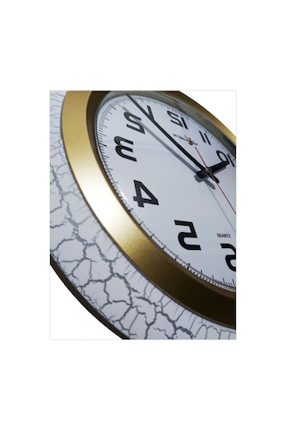 Ters Çalışan Okunan Çatlak Beyaz Çerçeve Bombe Camlı Duvar Saati Beyaz
