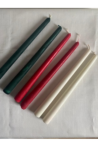 Şamdan Mum - 2 'lü Set % 100 Soya Wax Doğal Mum Doğal Renk