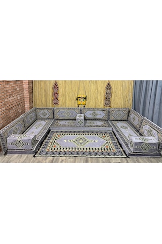 Coton Şark Köşesi Minder Takımı Konsept Gri 17 Parça