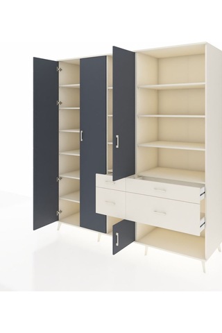 Kronos Dolap 14 Raflı 4 Çekmeceli 4 Kapaklı 220x59x243 Aytaşı-antrasit/aytaşı Antrasıt/aytası