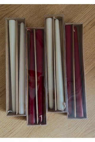 Şamdan Mum - 2 'lü Set % 100 Soya Wax Doğal Mum Kırmızı Renk