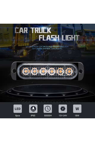 Reedark 12-24v Çok Fonksiyonlu Led Acil Durum Işığı - 16 Mod, Ip65 Su Geçirmez, 50.000 Saat Ömür Siyah