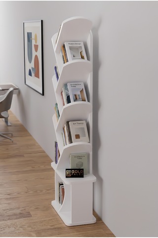 Reyo Falez 10 Raflı Kitaplık Modern Dekoratif Kitap Rafı Çok Katlı Kitap Standı Salon Ofis Organizer 7060 Beyaz