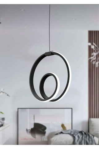 Aura Model Siyah Kaplama Sarkıt Led Avize Oturma Odası Çocuk Odası Koridor Siyah