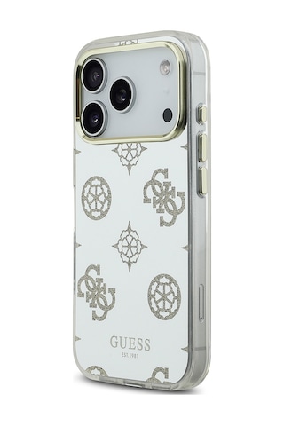 Apple Uyumlu iPhone 17 Pro Max Kılıf Guess Lisanslı Metal Kamera Çerçeveli Simli Peony Aynalı Kapak Gold Gold
